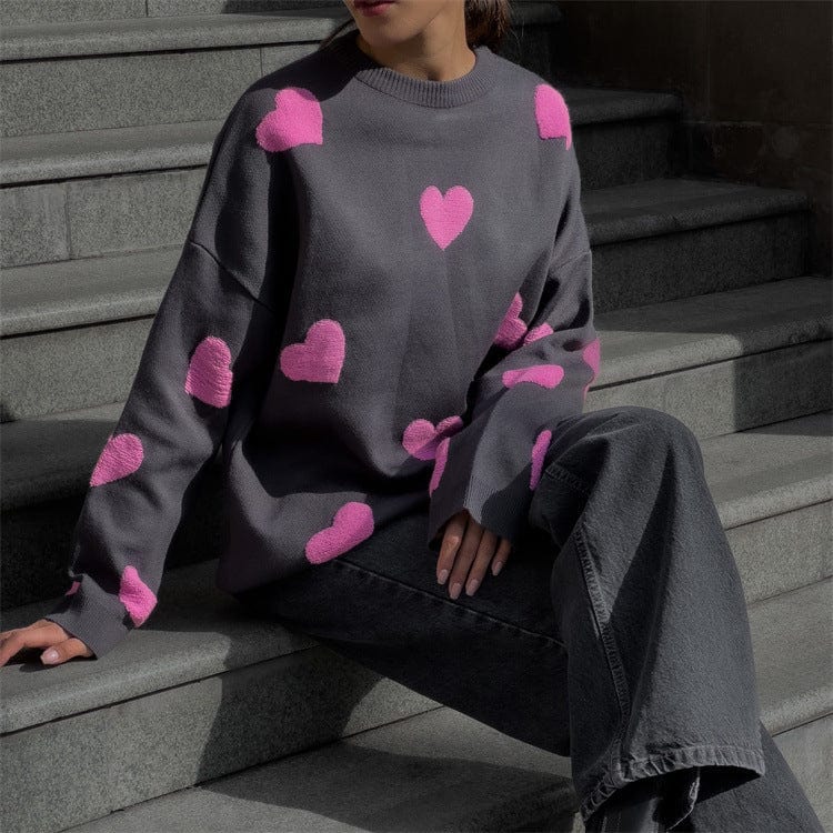 Roze Hart 2 / S Aalina | Gebreid hart Sweatshirt Mykozo