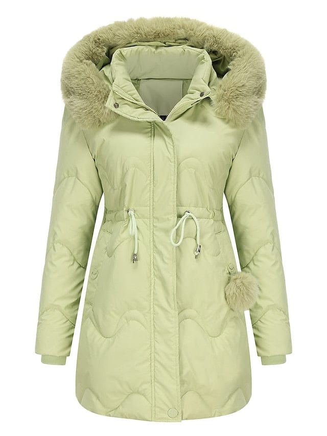 Groen / XS Amanda | Elegante gevoerde Dames winter jas Mykozo