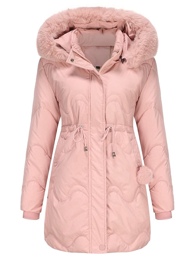 Roze / XS Amanda | Elegante gevoerde Dames winter jas Mykozo