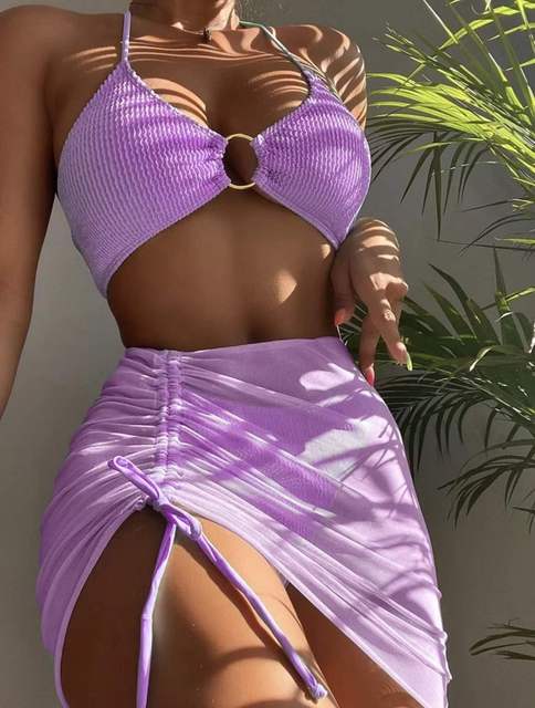 Bikini Purple / L Bella 3-Delig Mesh Rok Badpak Mykozo