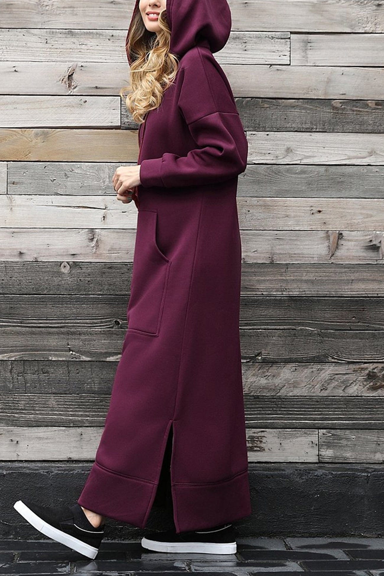 Midi dresses Wijn Rood / L Berdina | Elegante Hoodie-jurk met zakken Mykozo