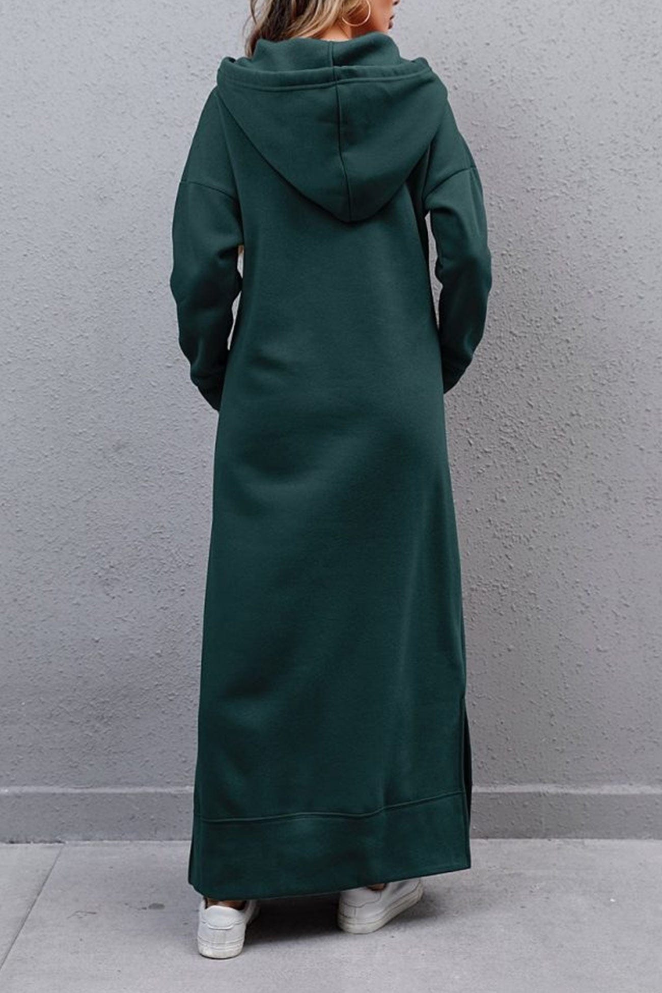 Midi dresses Groen 2 / 2XL Berdina | Elegante Hoodie-jurk met zakken Mykozo