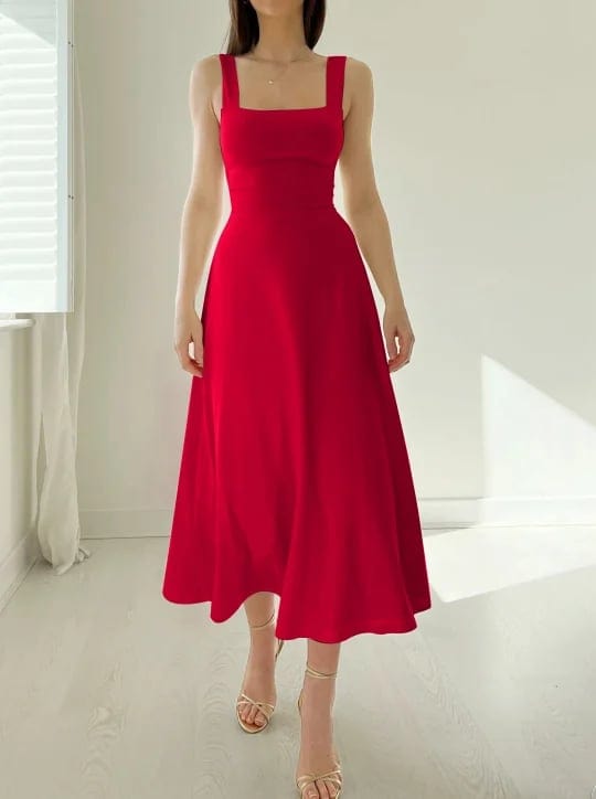 Dresses Rood / XXS Bregje | Comfortabele Bamboe Pocket Midi Jurk Mykozo