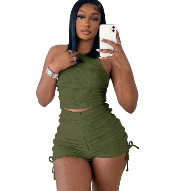 Kledingset Army Green / S Elara – Casual tweedelig set Mykozo