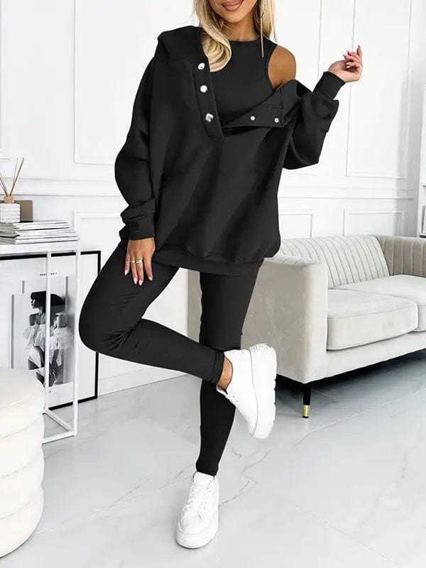 Sets Zwart / S Elsemieke | Elegante Knusse Sweatshirts met capuchon Mykozo