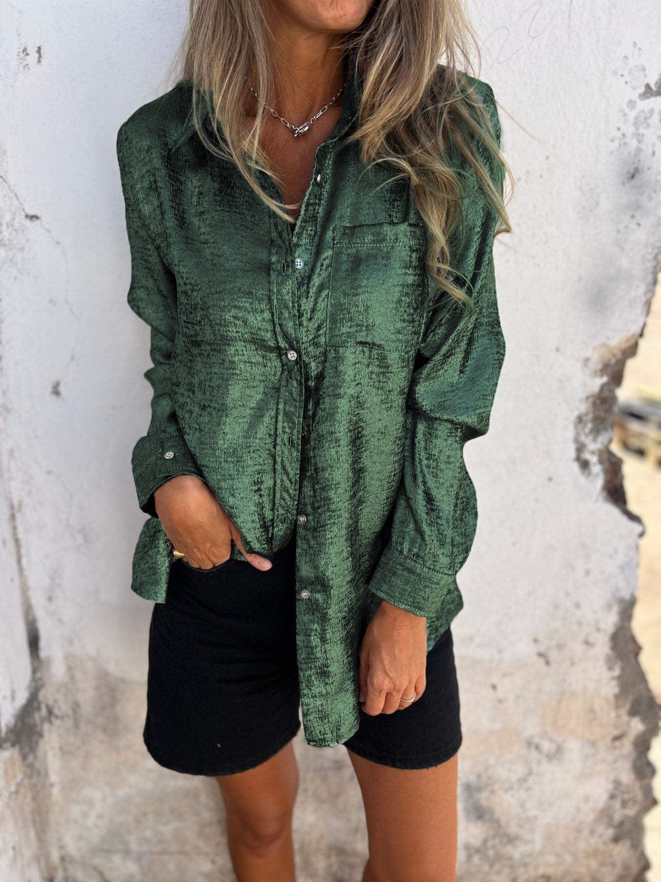 Groen / S Emma | Comfy Modieus Overhemd Mykozo