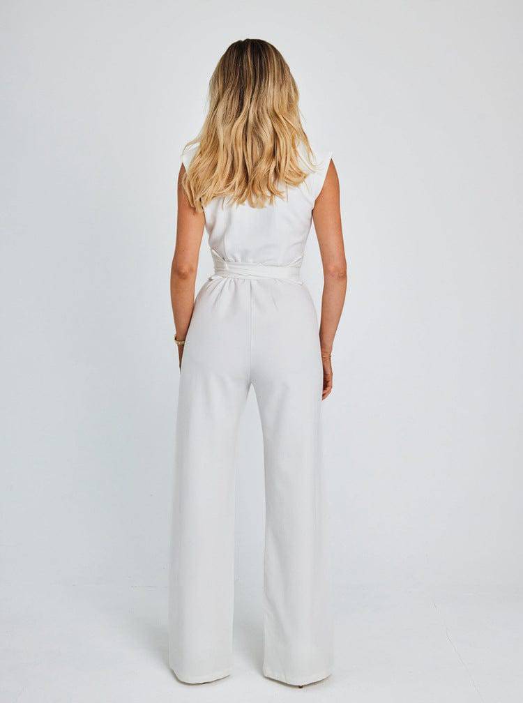 GlamLux™ - MOUWLOZE JUMPSUIT MET WIJDE PIJPEN - VAN MONTCLAIR NL