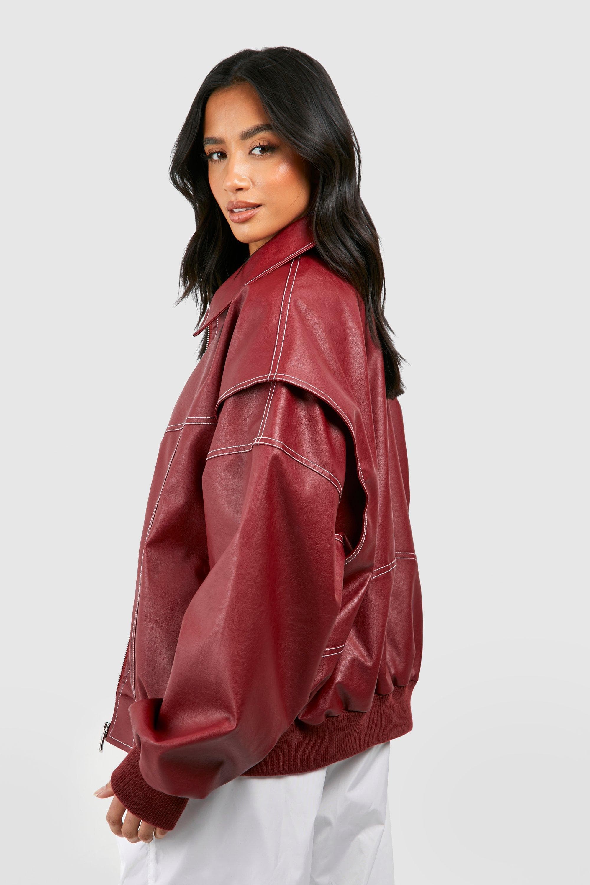 Rood / S GLAMLUX™ - OVERSIZED LEREN JACK Mykozo