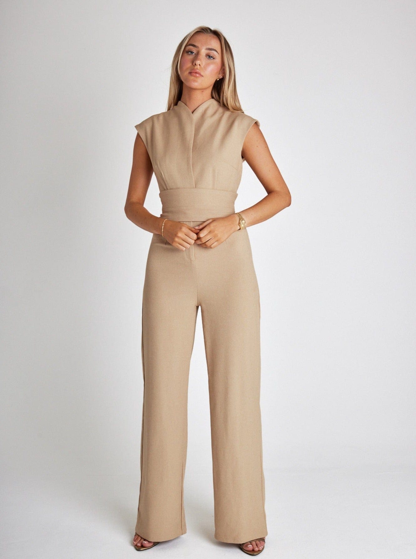 0 Beige / S Heike | Elegante Jumpsuit zonder mouwen voor elke leeftijd! Mykozo