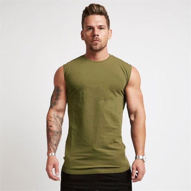 Tank Top Army Green / M Heren Compressie Sport Tanktop Mykozo