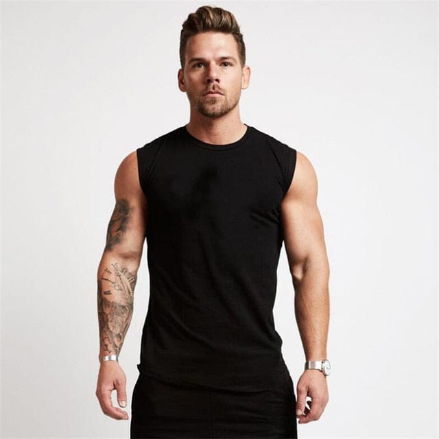 Tank Top Black / M Heren Compressie Sport Tanktop Mykozo