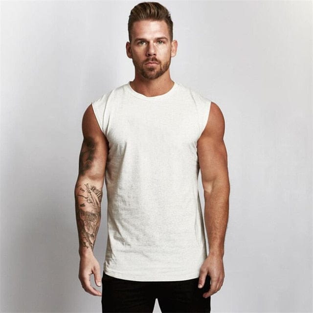 Tank Top White / M Heren Compressie Sport Tanktop Mykozo