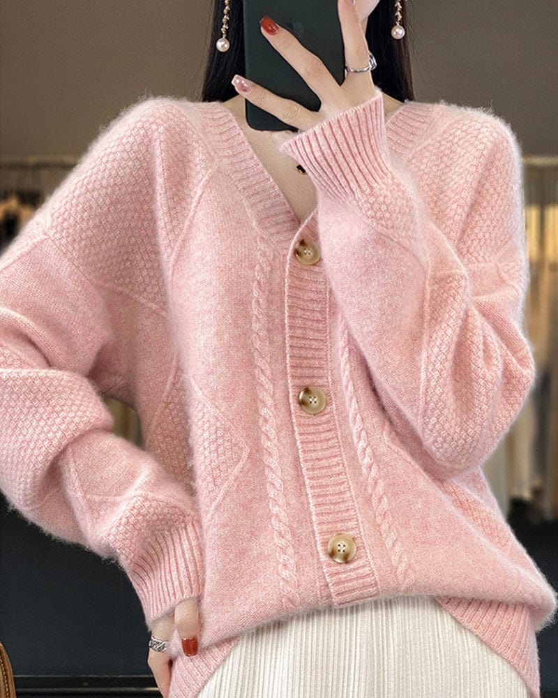 Sweaters & Cardigans Katelijn | Elegante Button down Roze trui Mykozo