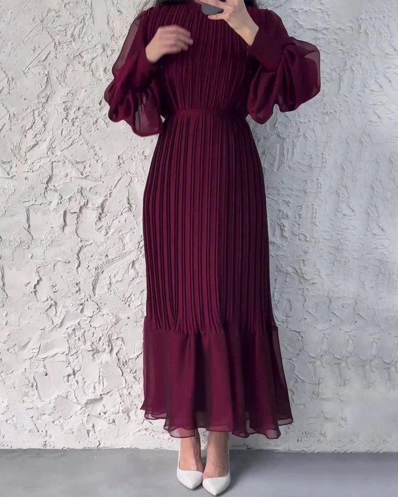 Dresses Wijn Rood / S Katinka | Comfy Geraffineerde lange geplooide jurk Mykozo