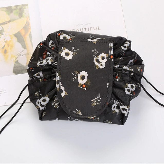 Tas Black Flower Lara - Trekkoord Make-up Tas Mykozo