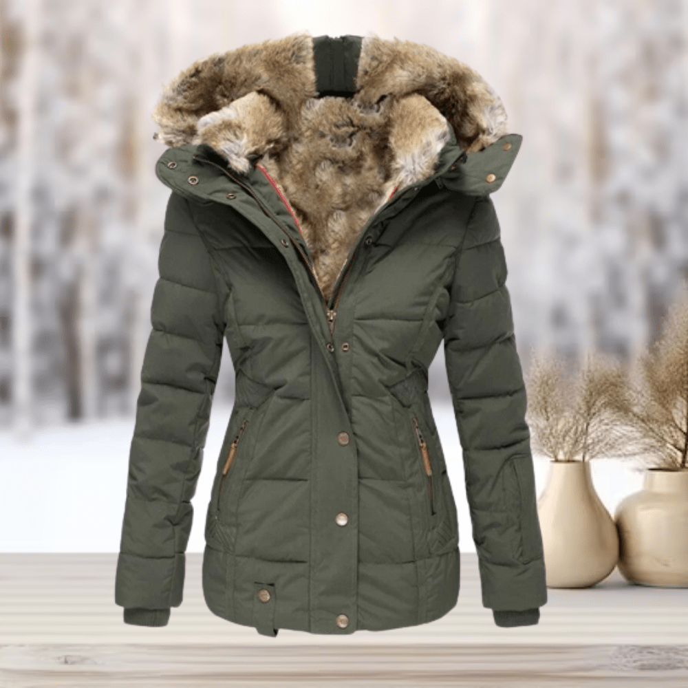 Coats & Jackets Legergroen / S Laura | Comfy winterjas met capuchon Mykozo