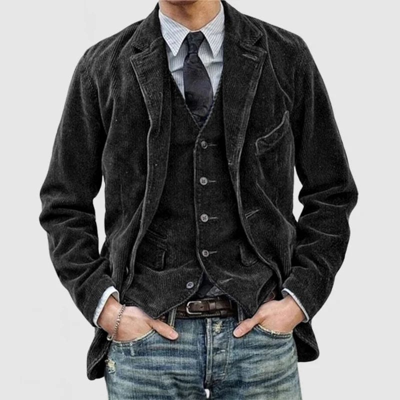 Jacket Zwart / S Leo - Vintage Mannen Jas Mykozo