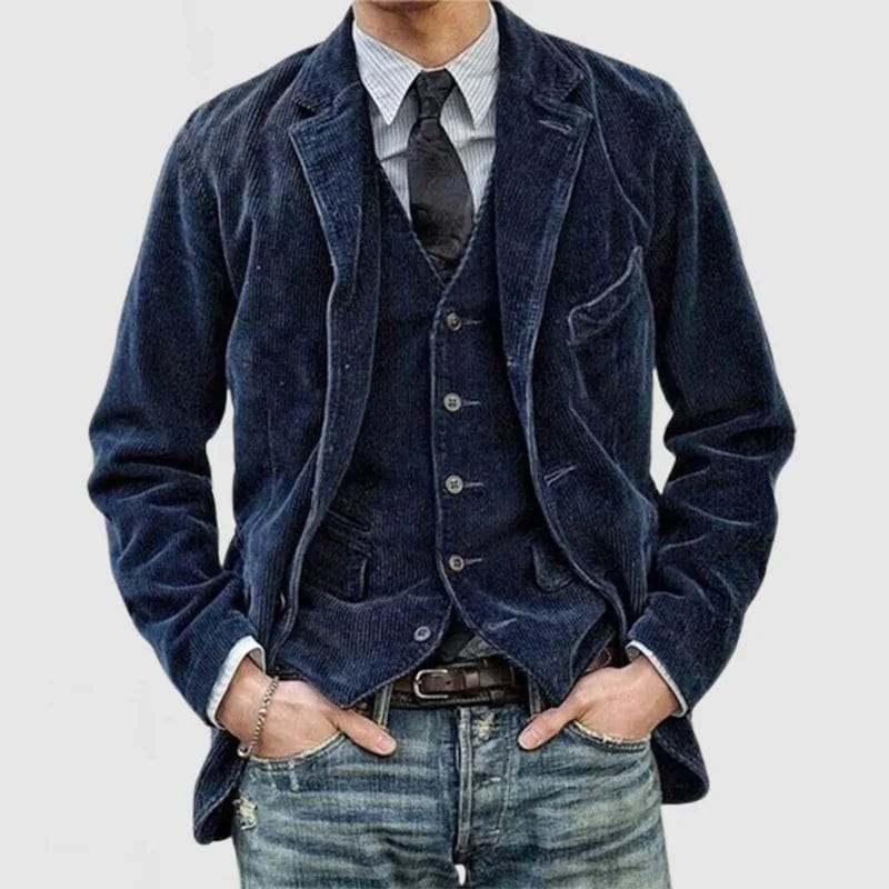 Jacket Blauw / S Leo - Vintage Mannen Jas Mykozo