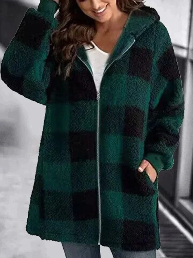 0 Groen / S Leonie | Ruimvallende oversized geruite jas Mykozo