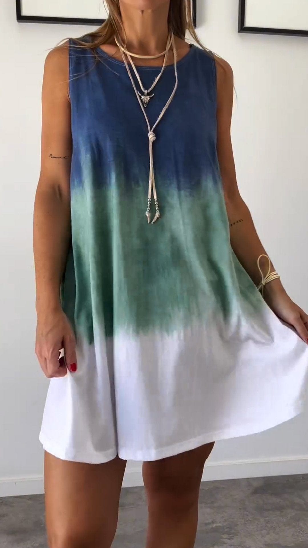 Lyska | Elegante Tie Dye Mouwloze Jurk Mykozo