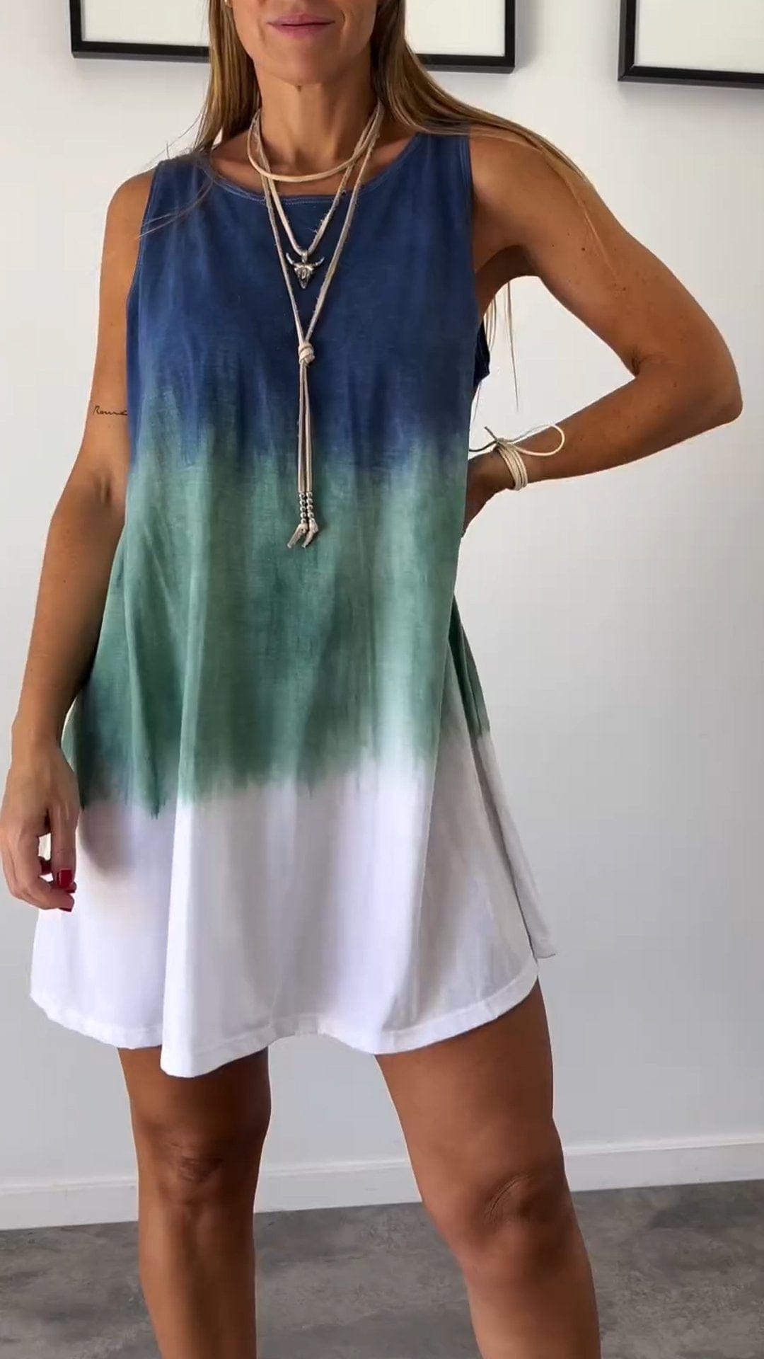 Lyska | Elegante Tie Dye Mouwloze Jurk Mykozo