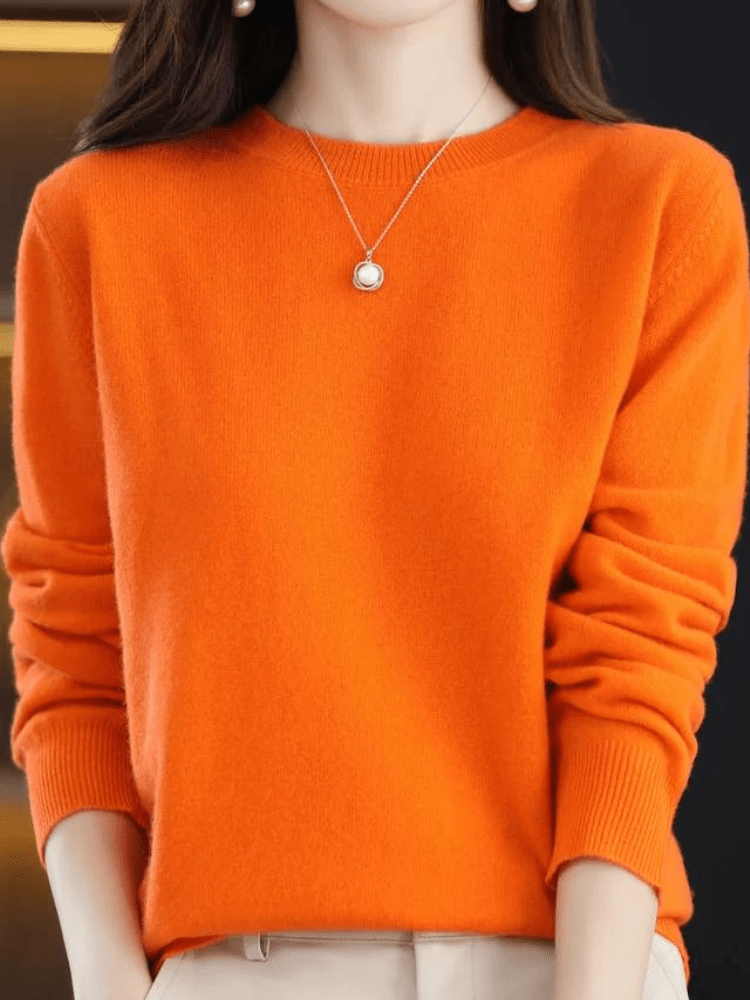 Oranje / S Merino | Comfy wollen trui met lange mouwen Mykozo