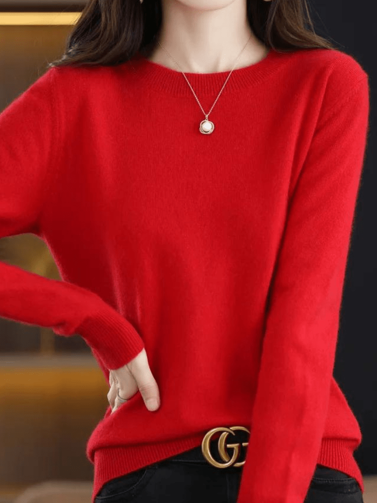 Rood / S Merino | Comfy wollen trui met lange mouwen Mykozo