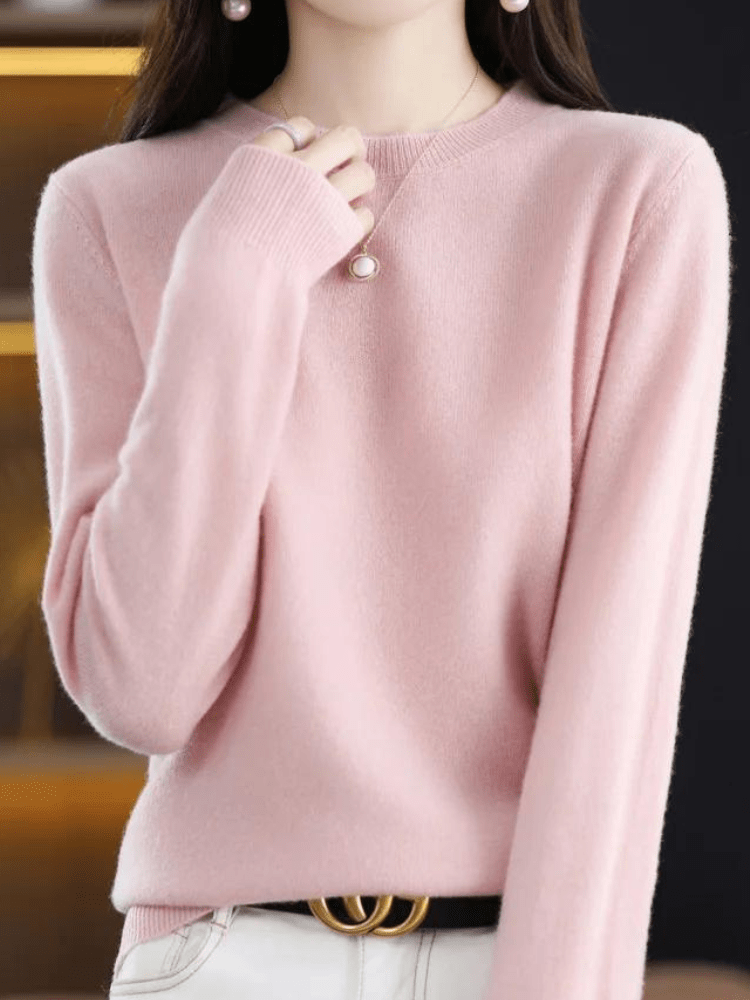 Roze / S Merino | Comfy wollen trui met lange mouwen Mykozo