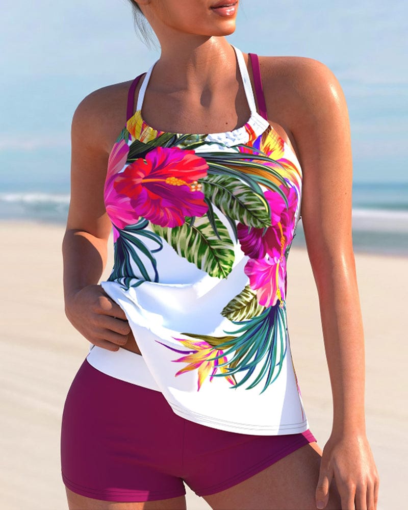 786 Bernadette® | Sexy gebloemde tankini met halternek Mykozo