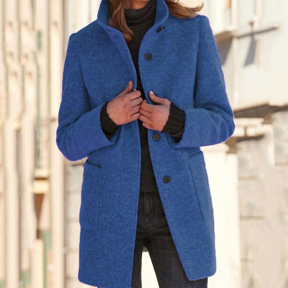 Coats & Jackets Donkerblauw / S Trench | Elegante opstaande kraag Lange Jas Mykozo