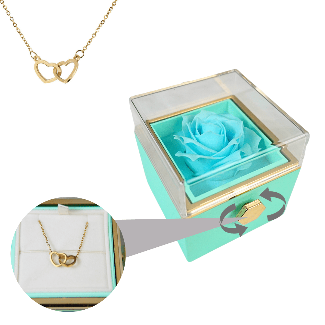 Fashion Turqoise / Goud Viola | Elegante Eeuwige roos met ketting Mykozo