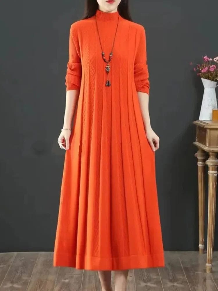 Oranje / M Ballgown | Elegante gebreide pullover jurk Mykozo