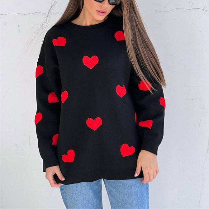 Rood Hart 3 / S Aalina | Gebreid hart Sweatshirt Mykozo