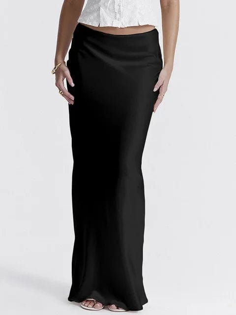 Season Skirt Zwart / XS MYLIE™ - Elegante Satijnen Maxi Rok Mykozo