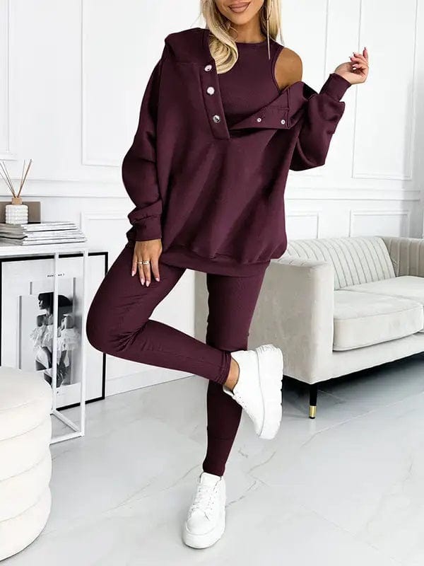 Sets Donker Paars / S Elsemieke | Elegante Knusse Sweatshirts met capuchon Mykozo