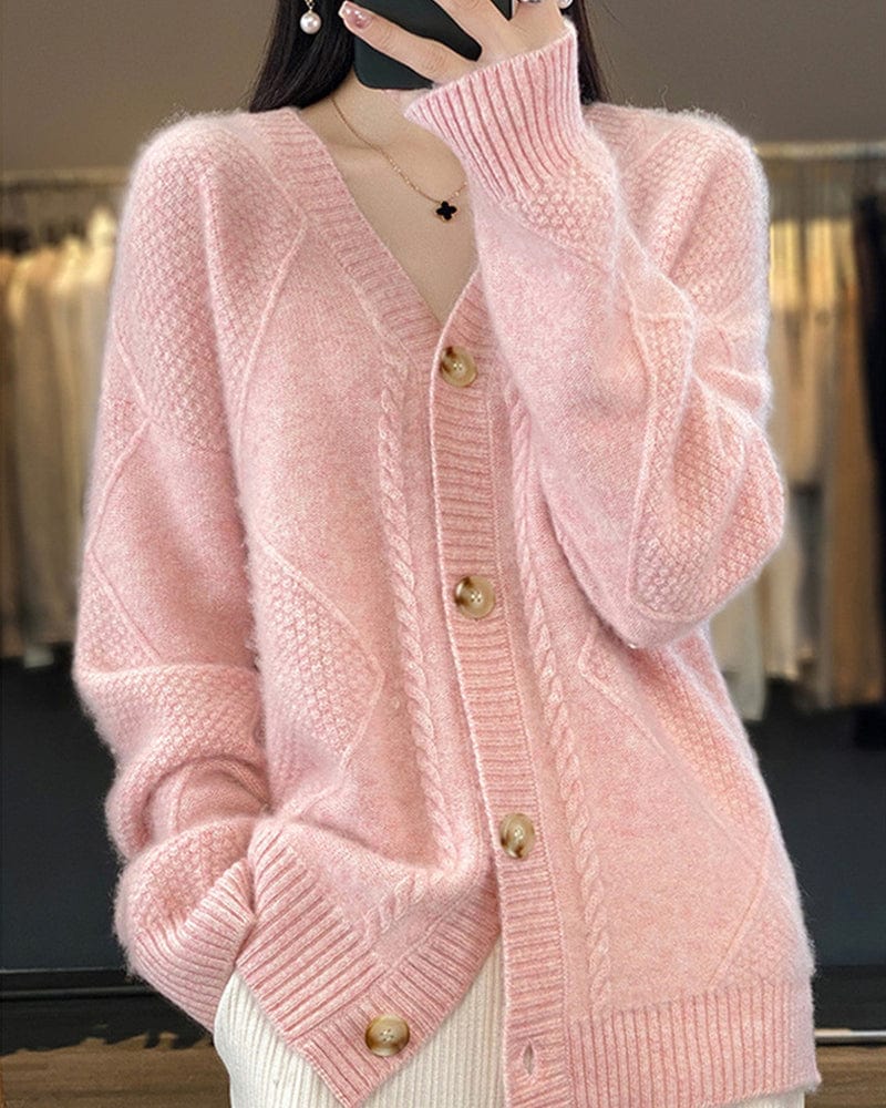 Sweaters & Cardigans S Katelijn | Elegante Button down Roze trui Mykozo