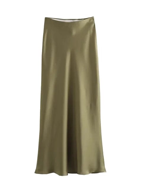 Season Skirt Groen / XS MYLIE™ - Elegante Satijnen Maxi Rok Mykozo