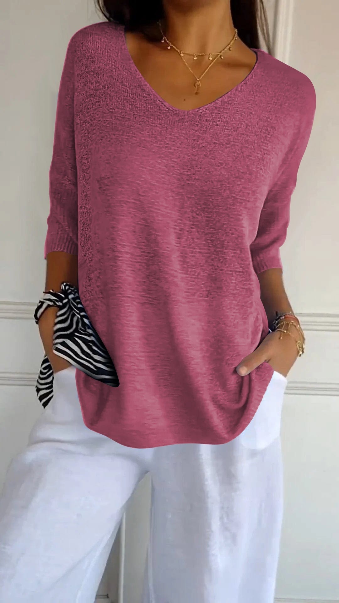 Roze / S Novalie | Comfy Trui met volle mouwen Mykozo