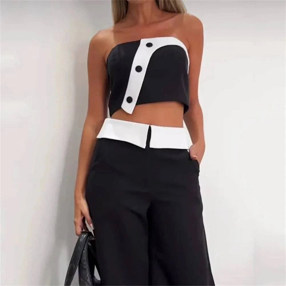 Sam - Crop Top & Wijde Broek met Hoge Taille set - VAN MONTCLAIR NL