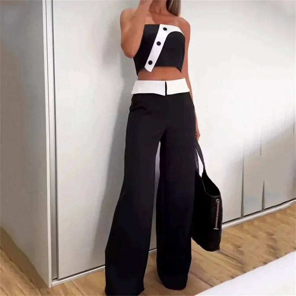 Sam - Crop Top & Wijde Broek met Hoge Taille set - VAN MONTCLAIR NL