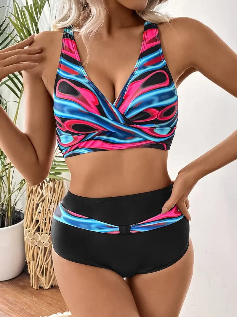 542 Stijl 8 / S Stefanie® | Modieuze en chique bikini met willekeurige print en V-hals Mykozo