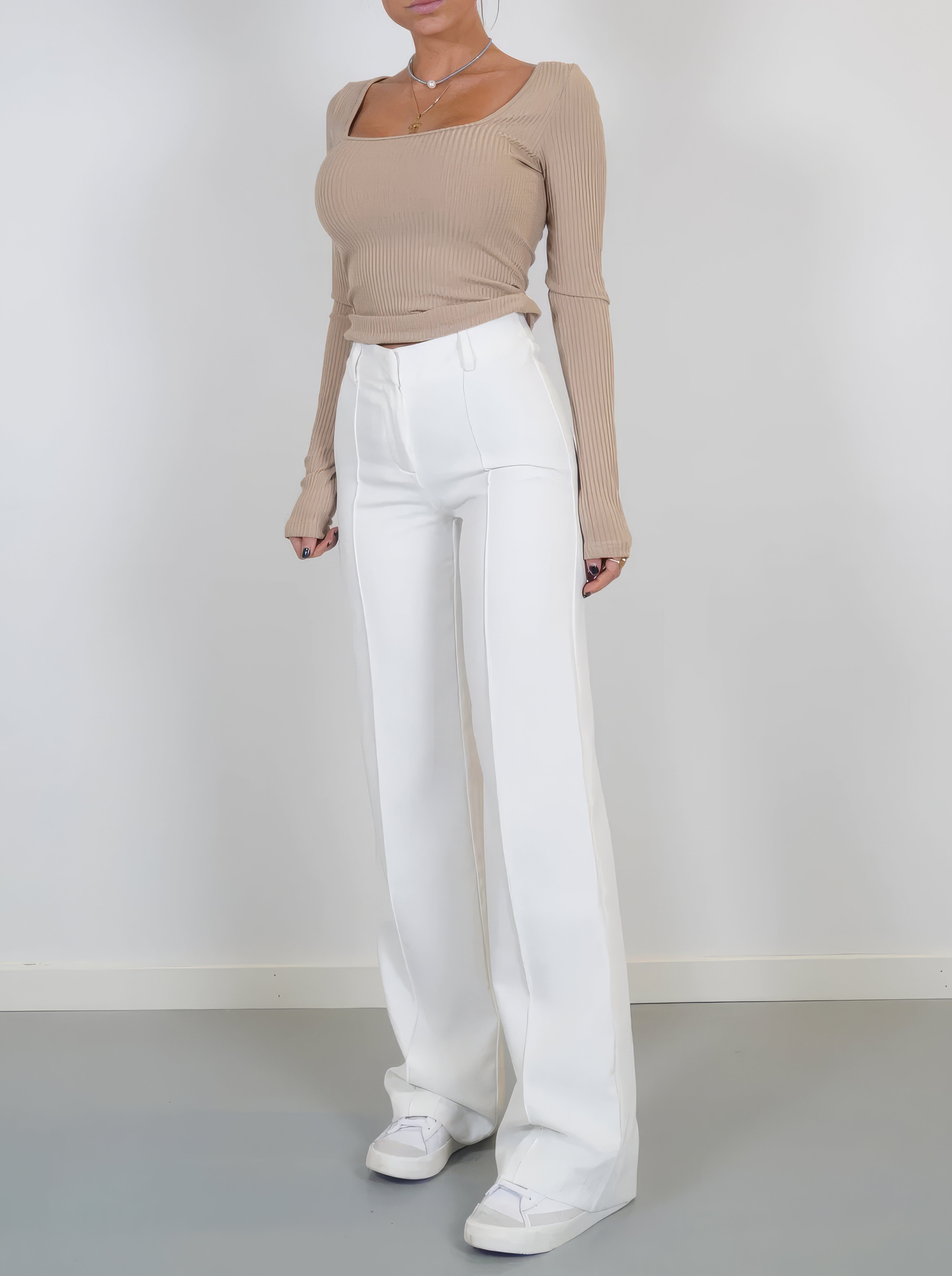 Wit / XS Suzanne | Elegante Comfortabele wijde broek Mykozo